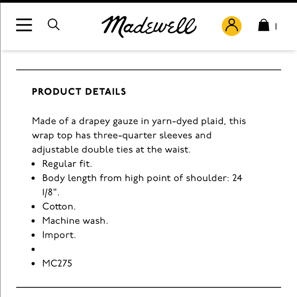 Madewell plaid gauze double-tie wrap top - Picture 8 of 8
